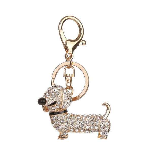 Girl Alloy Inlaid Diamond Dog Bag Car Pendant Keychain (White)