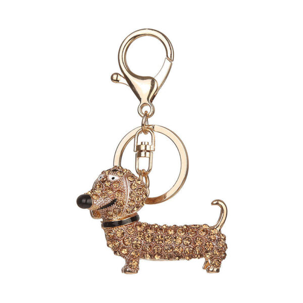 Girl Alloy Inlaid Diamond Dog Bag Car Pendant Keychain (Champagne)