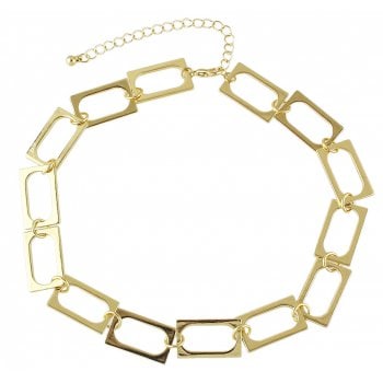 Gold-color Choker Individual Rectangular Splice Necklace