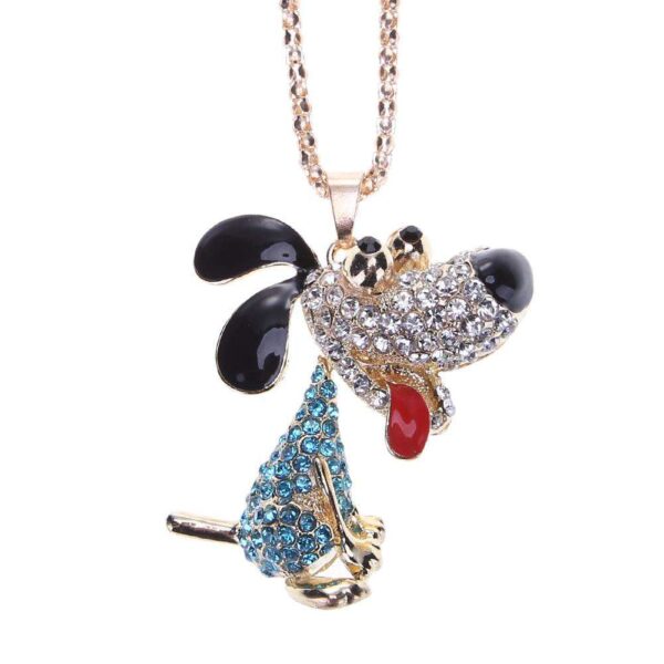 Korean Elegant Dog Pendant Rhinestones Sweater Chain Long Necklace Jewelry