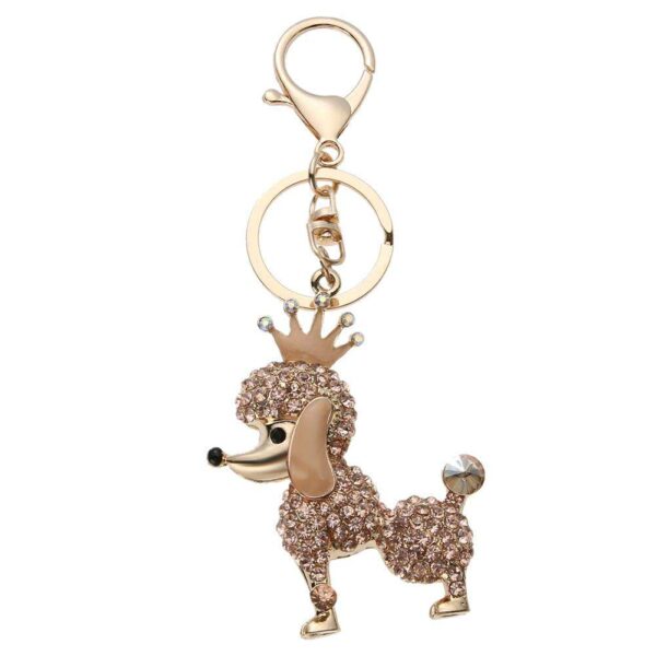 Shining Women Girl Crown Dog Rhinestone Glitter Car Key Chain Pendant/Gold