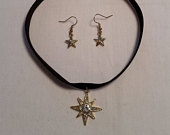 Star Diamond Choker Set // Star Earrings // Diamond Jewelry