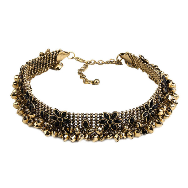 Women Crystal Choker Statement Chain Pendant Bib Necklace Jewelry (Gold)