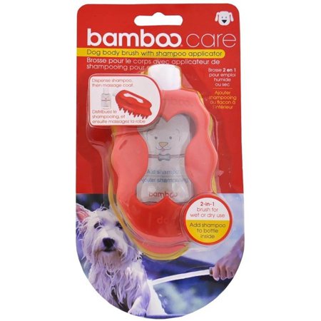 Bamboo Dog body brush with shampoo applicator