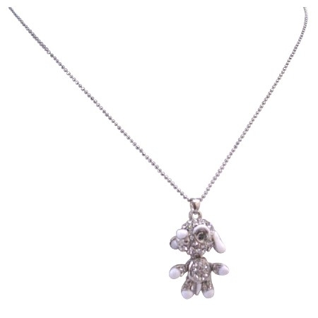 Cute Dog Pendant Sparkling Crystal Hands Legs Movable Pendant Necklace