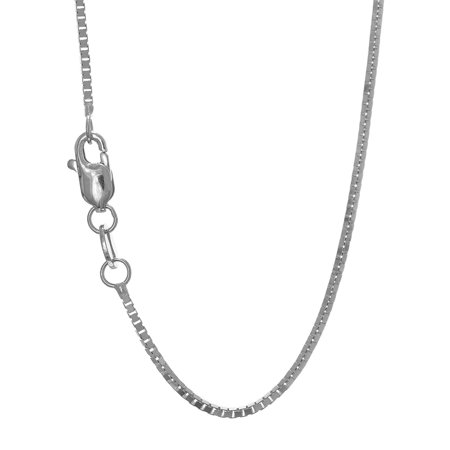 10K 24" White Gold 1.0mm Shiny Box Chain with Lobster Clasp