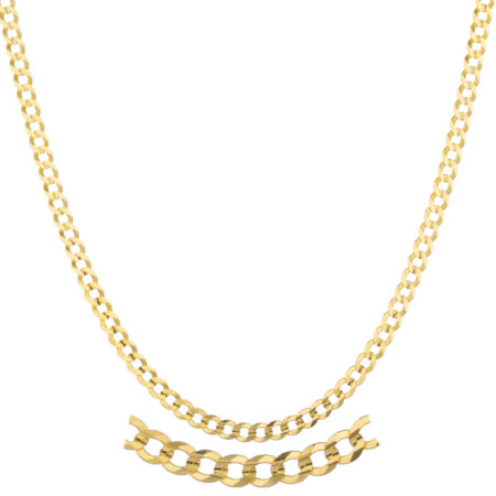 14k Yellow Gold 3mm Solid Cuban Chain - 16" 22" and 24" Available