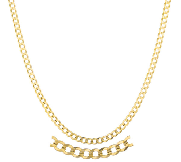 14k Yellow Gold 3mm Solid Cuban Chain - 16" 22" and 24" Available