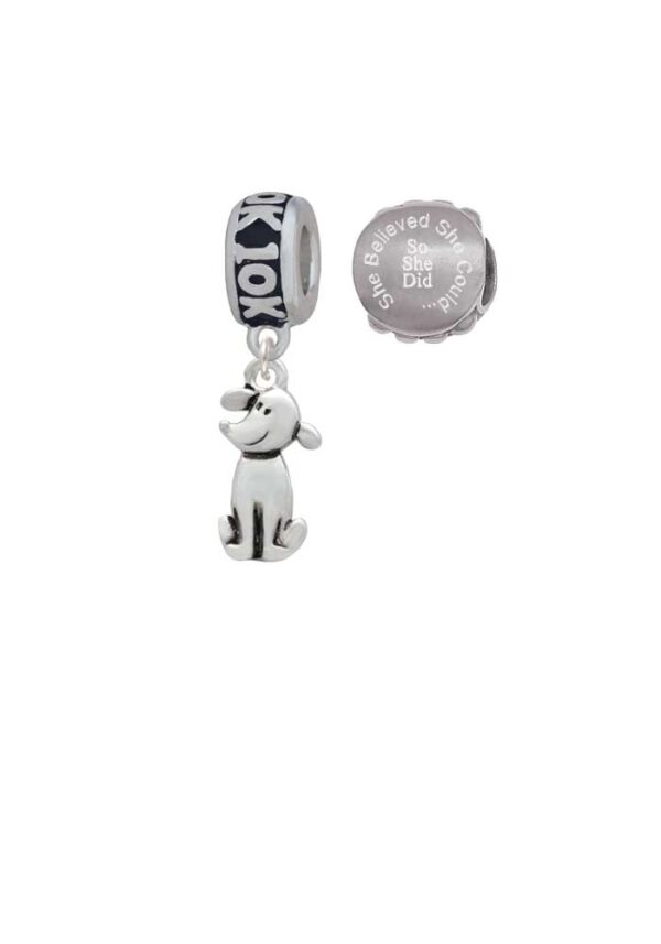 2-D Dog 10K Run She Believed She Could Charm Beads (Set of 2)