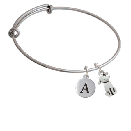 2-D Dog Initial Bangle Charm Bracelet