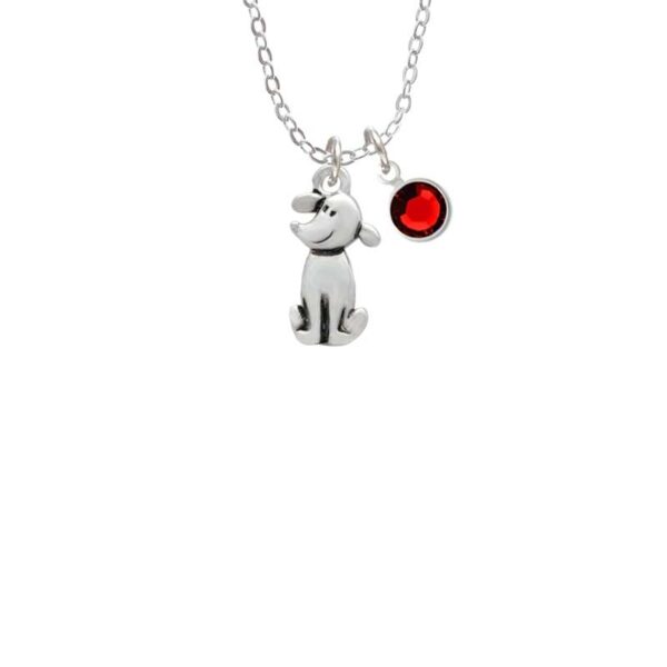 2-D Dog Necklace with Red Crystal Drop