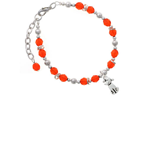 2-D Dog Orange Beaded Bracelet