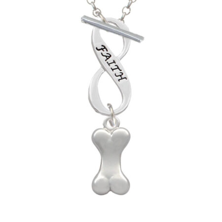 3-D Dog Bone Faith Infinity Toggle Necklace