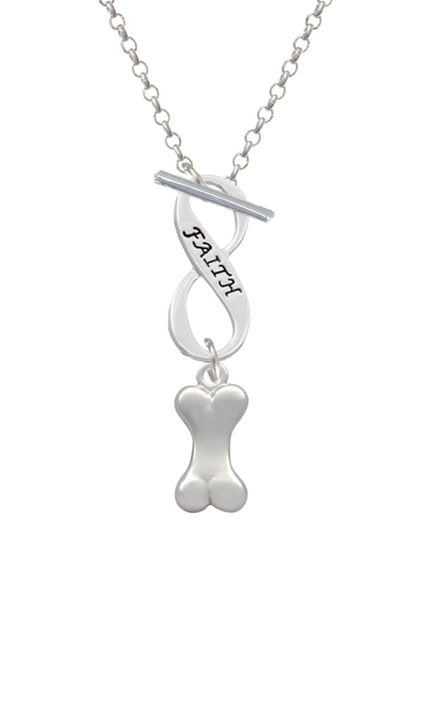 3-D Dog Bone Faith Infinity Toggle Necklace