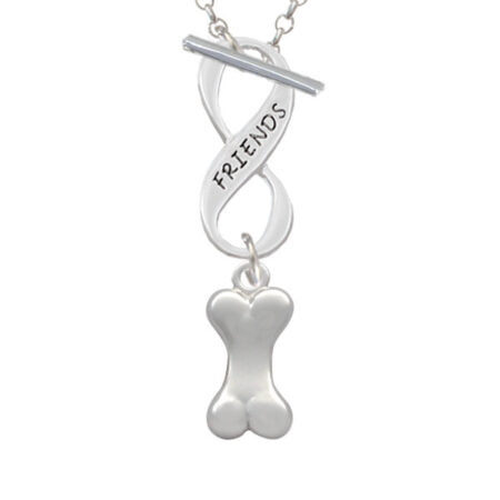 3-D Dog Bone Friends Infinity Toggle Necklace