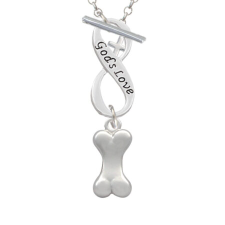 3-D Dog Bone God's Love Infinity Toggle Necklace