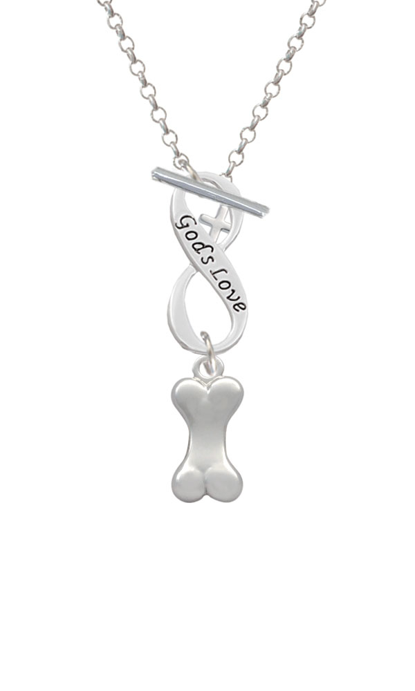 3-D Dog Bone God's Love Infinity Toggle Necklace