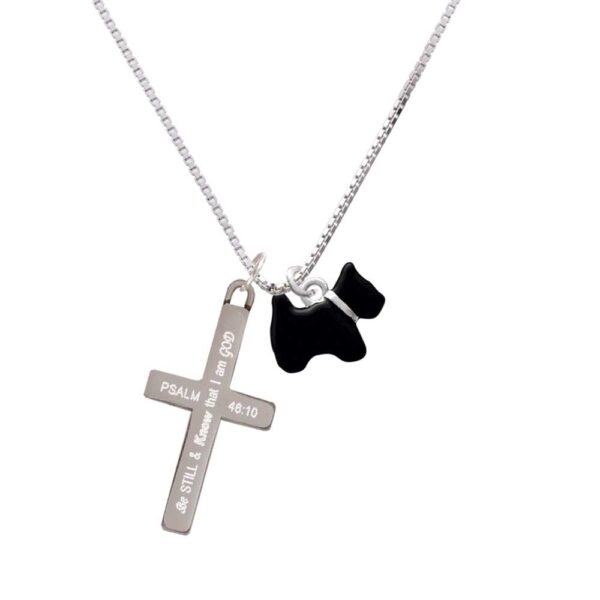 Black Scottie Dog - Be Still and Know - Cross Necklace