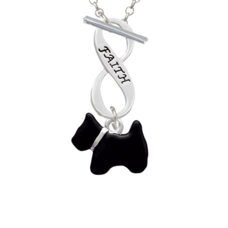 Black Scottie Dog Faith Infinity Toggle Necklace