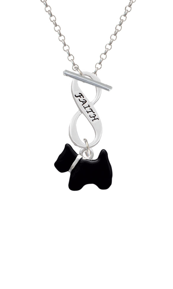 Black Scottie Dog Faith Infinity Toggle Necklace