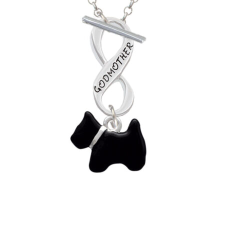 Black Scottie Dog Godmother Infinity Toggle Necklace