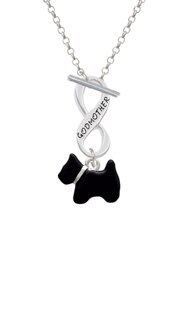Black Scottie Dog Godmother Infinity Toggle Necklace