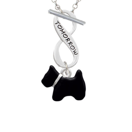 Black Scottie Dog Today Tomorrow Infinity Toggle Necklace