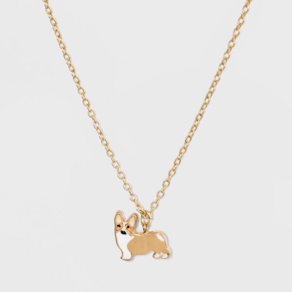 Corgi Dog Charm Necklace - Wild Fable Gold