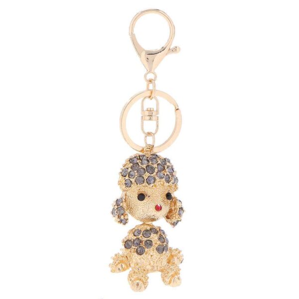 Crystal Rhinestone Pet Dog Keychain Key Ring Handbag Pendant(Dark Grey)