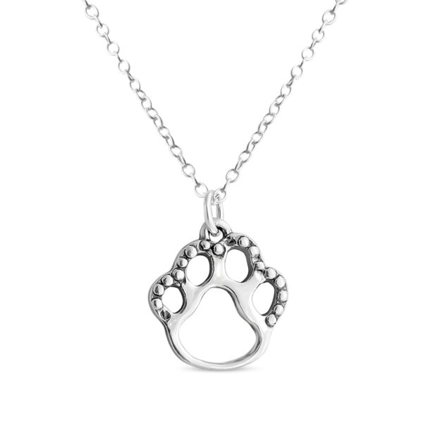 Cute Textured Dog Cat Pet PAW Animal Print Charm Pendant Necklace #925 Sterling Silver #Azaagi N0796S - 12'' child