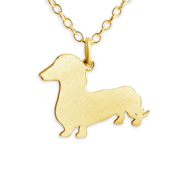 Dachshund Dog Silhouette Charm Pendant Necklace #14K Gold Plated over 925 Sterling Silver #Azaggi N0382G - 12'' child