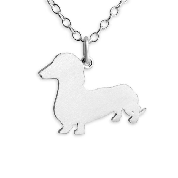Dachshund Dog Silhouette Charm Pendant Necklace #925 Sterling Silver #Azaggi N0382S - 12'' child