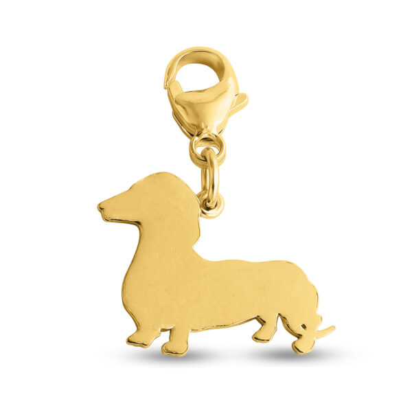 Dachshund Dog Silhouette Charm Pendant with a Lobster Claw Clasp #14K Gold Plated over 925 Sterling Silver #Azaggi P0382G_pc