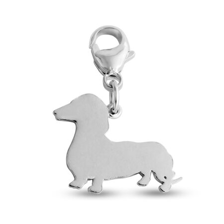 Dachshund Dog Silhouette Pet Animal Charm Pendant with a Lobster Claw Clasp #925 Sterling Silver #Azaggi P0382S_pc