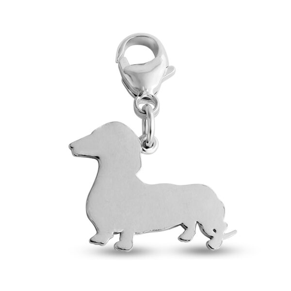 Dachshund Dog Silhouette Pet Animal Charm Pendant with a Lobster Claw Clasp #925 Sterling Silver #Azaggi P0382S_pc