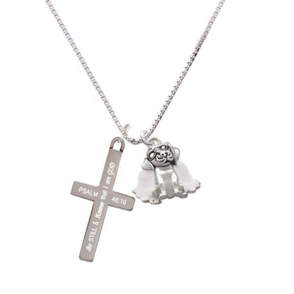 Dog Angel - Be Still and Know - Cross Necklace