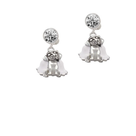 Dog Angel Crystal Clip On Earrings