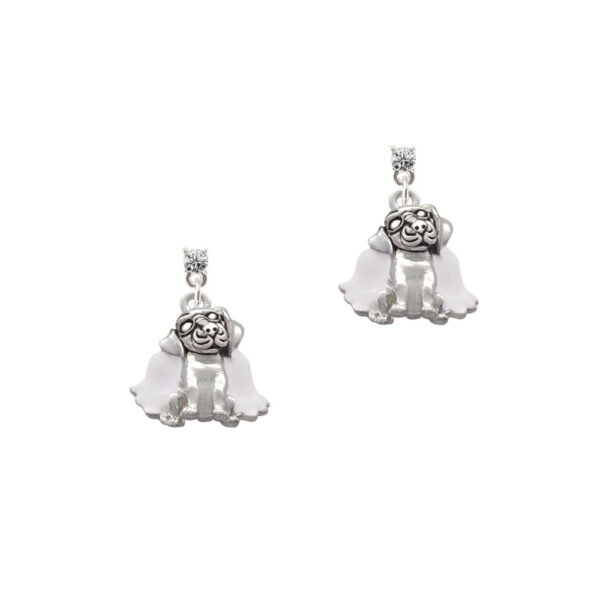 Dog Angel Silver Plated Crystal Post Earrings, Select Your Color