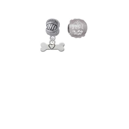 Dog Bone with Heart Come Let us Adore Him Charm Beads (Set of 2)