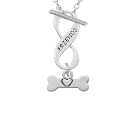 Dog Bone with Heart Friends Infinity Toggle Necklace