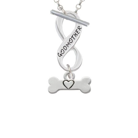 Dog Bone with Heart Godmother Infinity Toggle Necklace