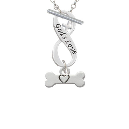 Dog Bone with Heart God's Love Infinity Toggle Necklace