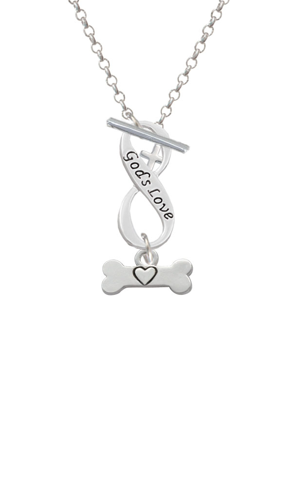 Dog Bone with Heart God's Love Infinity Toggle Necklace