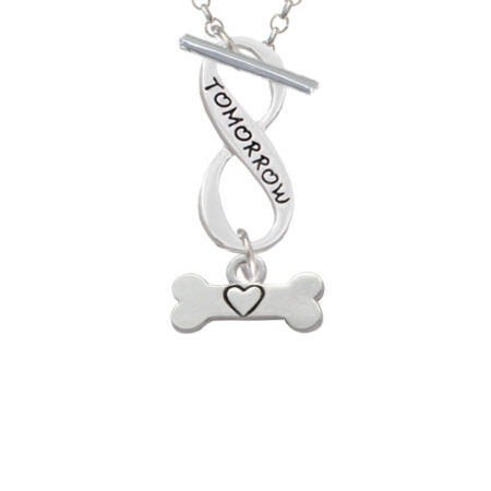 Dog Bone with Heart Today Tomorrow Infinity Toggle Necklace