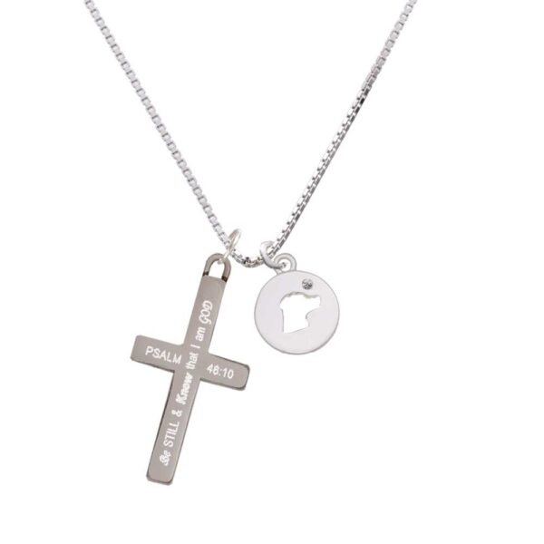 Dog Head Silhouette - Be Still and Know - Cross Necklace