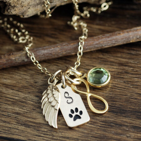 Dog Memorial Necklace, Personalized Dog Paw Jewelry, Angel Wing Necklace, Loss of Pet, Paw Print Necklace, Pet Memorial, Dog Mom Jewelry