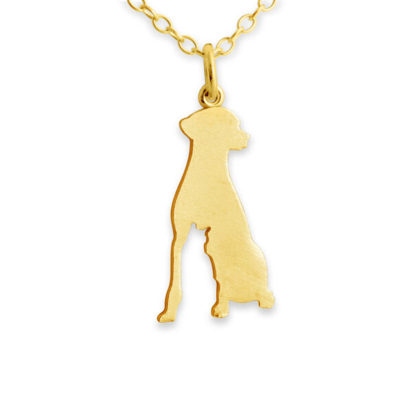 Dog Silhouette Pendant Necklace #14K Gold Plated over 925 Sterling Silver #Azaggi N0360G - 12'' child
