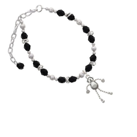 Dog with 4 Dangle legs Black Beaded Bracelet