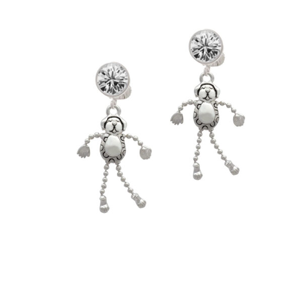 Dog with 4 Dangle legs Crystal Clip On Earrings