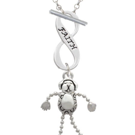 Dog with 4 Dangle legs Faith Infinity Toggle Necklace